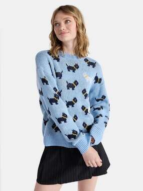 No Boundaries X Stranger Things Blue Scottie Scottie Dogs Sweater XS Erica